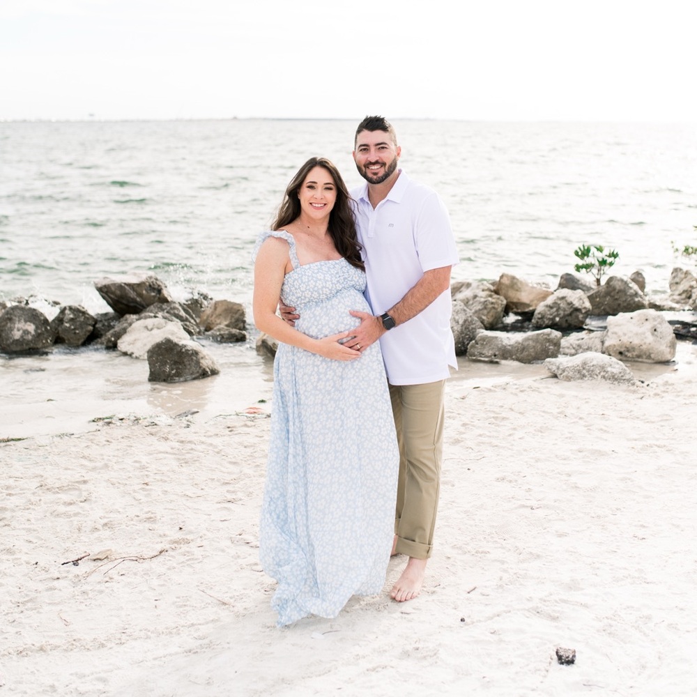 Light Blue Floral Chiffon Sweetheart Neck Off Shoulder Maternity Maxi Dress